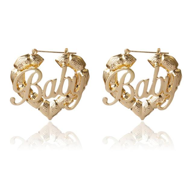 Y2K 'Baby' Heart-Shape Drop Earrings