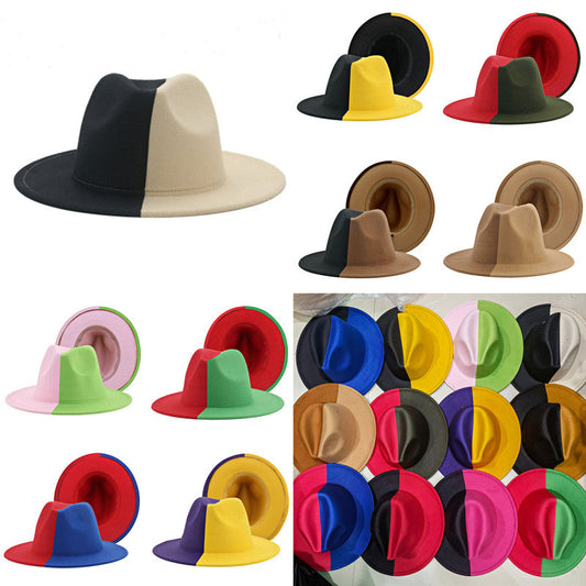 Hat Hats for Women Fedoras Patchwork Felt Fedora White Black New Fashion Luxury Hats