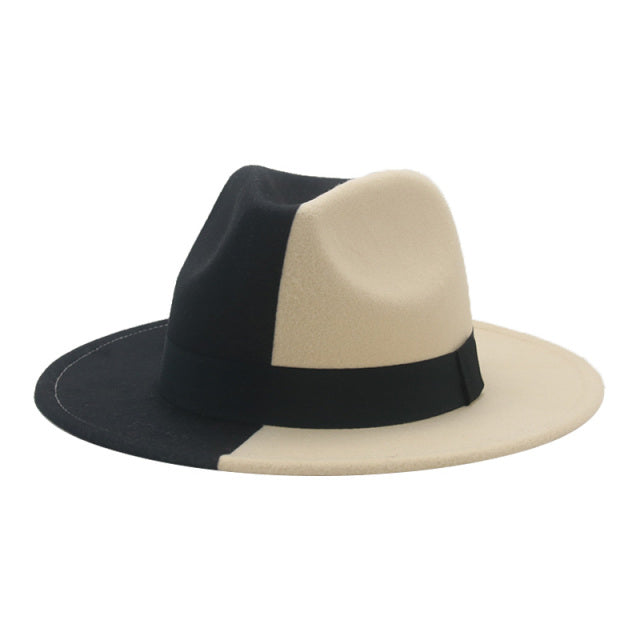 Hat Hats for Women Fedoras Patchwork Felt Fedora White Black New Fashion Luxury Hats