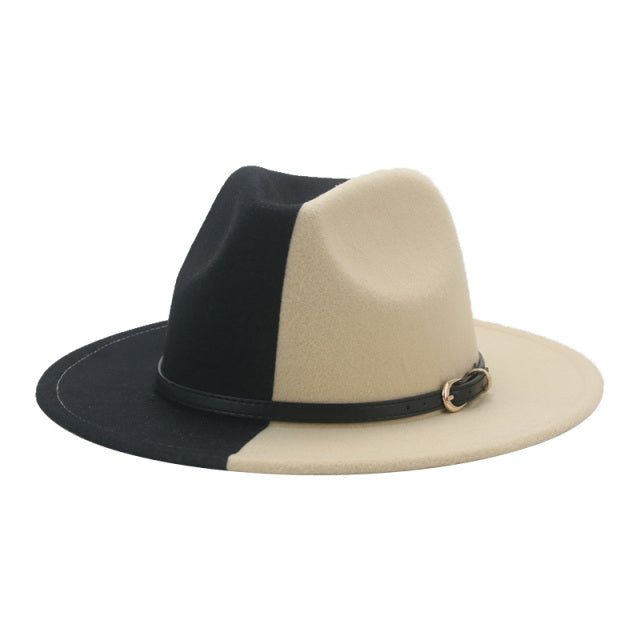 Hat Hats for Women Fedoras Patchwork Felt Fedora White Black New Fashion Luxury Hats