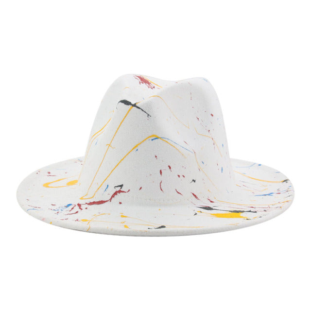 Hat Hats for Women Fedoras Patchwork Felt Fedora White Black New Fashion Luxury Hats