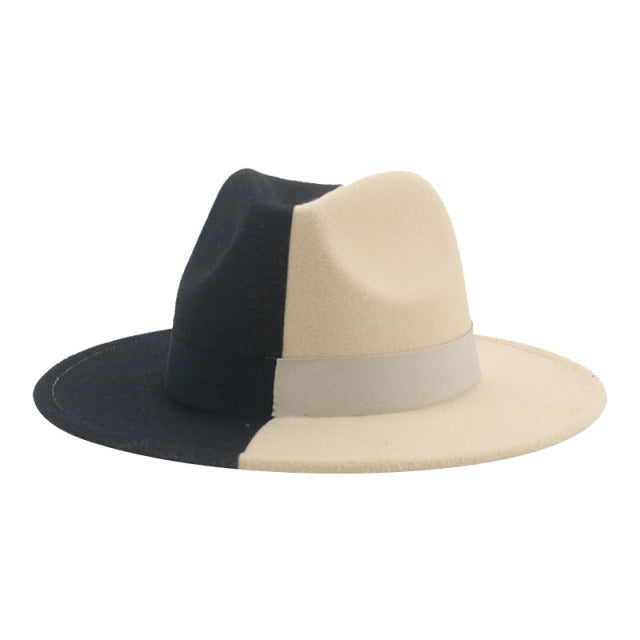 Hat Hats for Women Fedoras Patchwork Felt Fedora White Black New Fashion Luxury Hats