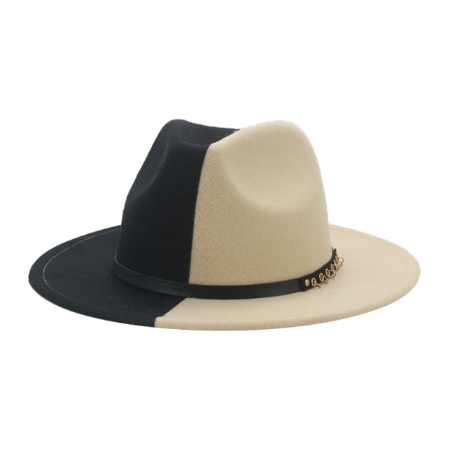 Hat Hats for Women Fedoras Patchwork Felt Fedora White Black New Fashion Luxury Hats