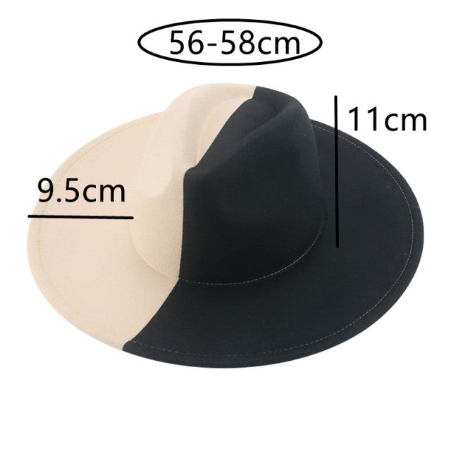 Hat Hats for Women Fedoras Patchwork Felt Fedora White Black New Fashion Luxury Hats